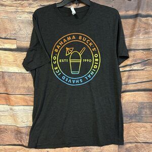 Bahama Buck’s T-shirt Large Black Original Shaved Ice Co Short Sleeve Rainbow
